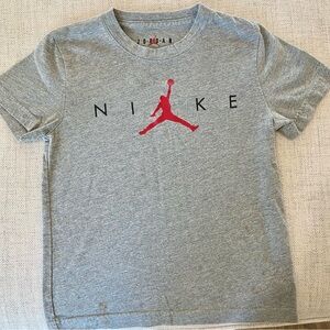 Jordan Kids Gray Tee with Red Jumpman Logo